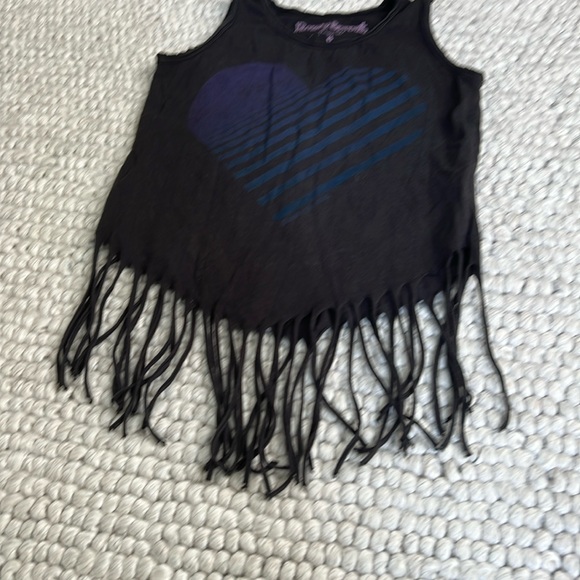 Faded Heart tank fringe soft cotton rowdy sprout - Picture 3 of 5